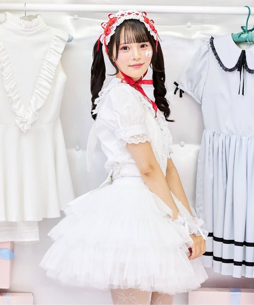 BODYLINE(ボディライン)の「3段フリルレイヤードチュールパニエ(スカート・レディース・ホワイト/オフホワイト/ブラック・FREE)」の17枚目の写真