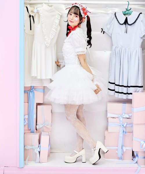 BODYLINE(ボディライン)の「3段フリルレイヤードチュールパニエ(スカート・レディース・ホワイト/オフホワイト/ブラック・FREE)」の21枚目の写真