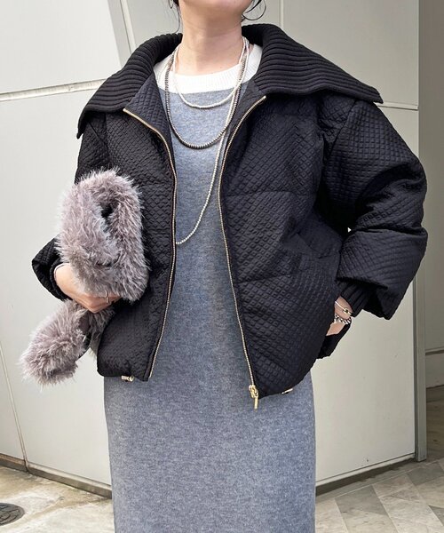 un dix cors（アンディコール）の「襟付きエンボスダウン（ダウンジャケット/コート・レディース・ブラック/ブラウン・FREE）」の10枚目の写真