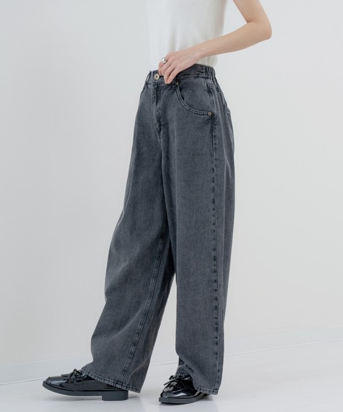 refinedworks（リファインドワークス）の「【refinedworks】加工感 が可愛い バギーカーブパンツ！（デニムパンツ・レディース・ネイビー/ブラック・FREE）」の6枚目の写真