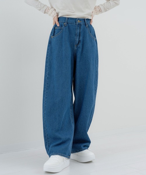 refinedworks（リファインドワークス）の「【refinedworks】加工感 が可愛い バギーカーブパンツ！（デニムパンツ・レディース・ネイビー/ブラック・FREE）」の7枚目の写真