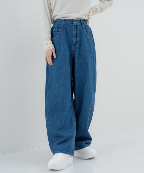 refinedworks（リファインドワークス）の「【refinedworks】加工感 が可愛い バギーカーブパンツ！（デニムパンツ・レディース・ネイビー/ブラック・FREE）」の8枚目の写真