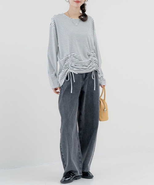 refinedworks（リファインドワークス）の「【refinedworks】加工感 が可愛い バギーカーブパンツ！（デニムパンツ・レディース・ネイビー/ブラック・FREE）」の11枚目の写真