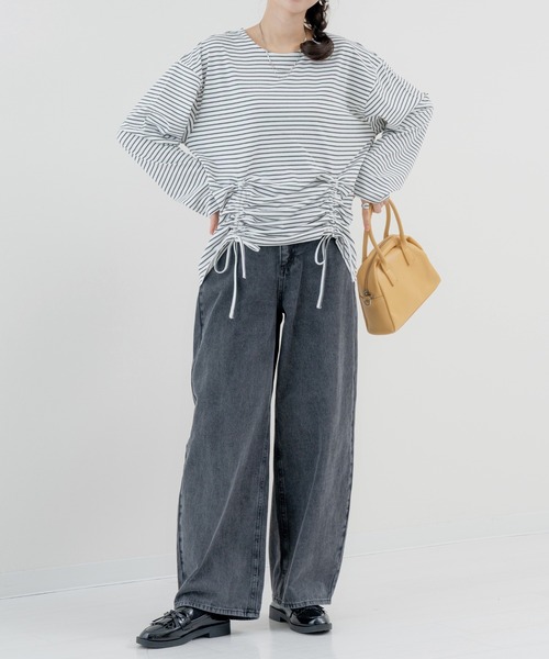 refinedworks（リファインドワークス）の「【refinedworks】加工感 が可愛い バギーカーブパンツ！（デニムパンツ・レディース・ネイビー/ブラック・FREE）」の12枚目の写真