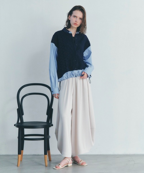 Editt by YECCA VECCA(エディットバイイェッカヴェッカ)の「レースMIXレイヤードデザインシャツ(シャツ/ブラウス・レディース・ホワイト/ブルー系その他6/ブラック系その他2・FREE)」の5枚目の写真