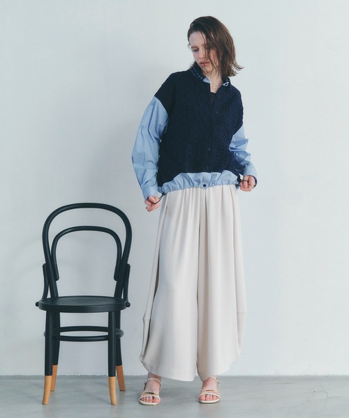 Editt by YECCA VECCA(エディットバイイェッカヴェッカ)の「レースMIXレイヤードデザインシャツ(シャツ/ブラウス・レディース・ホワイト/ブルー系その他6/ブラック系その他2・FREE)」の4枚目の写真