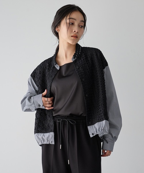 Editt by YECCA VECCA(エディットバイイェッカヴェッカ)の「レースMIXレイヤードデザインシャツ(シャツ/ブラウス・レディース・ホワイト/ブルー系その他6/ブラック系その他2・FREE)」の8枚目の写真