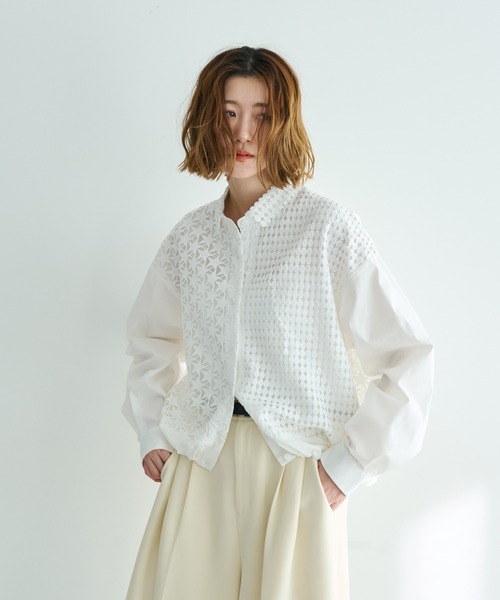 Editt by YECCA VECCA(エディットバイイェッカヴェッカ)の「レースMIXレイヤードデザインシャツ(シャツ/ブラウス・レディース・ホワイト/ブルー系その他6/ブラック系その他2・FREE)」の15枚目の写真