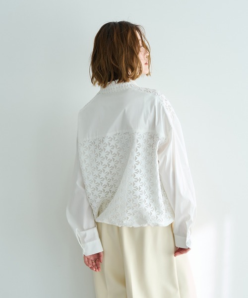 Editt by YECCA VECCA(エディットバイイェッカヴェッカ)の「レースMIXレイヤードデザインシャツ(シャツ/ブラウス・レディース・ホワイト/ブルー系その他6/ブラック系その他2・FREE)」の17枚目の写真