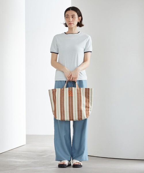 beej（ビージ）の「【別注】＜beej＞ストライプ 2WAY トートバッグ（トートバッグ・レディース・ブラウン/ワインレッド/ブラック・FREE）」の7枚目の写真