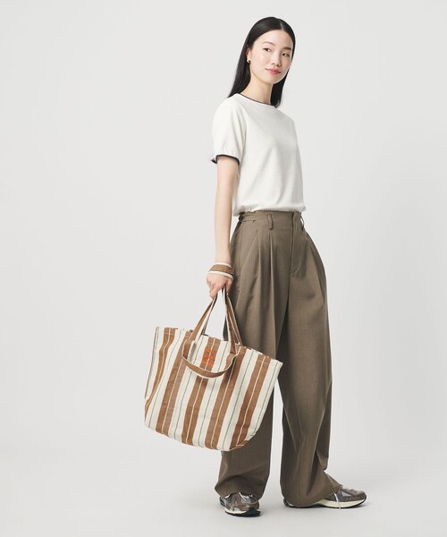 beej（ビージ）の「【別注】＜beej＞ストライプ 2WAY トートバッグ（トートバッグ・レディース・ブラウン/ワインレッド/ブラック・FREE）」の10枚目の写真