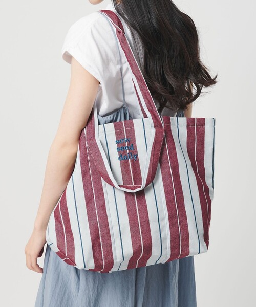 beej（ビージ）の「【別注】＜beej＞ストライプ 2WAY トートバッグ（トートバッグ・レディース・ブラウン/ワインレッド/ブラック・FREE）」の14枚目の写真