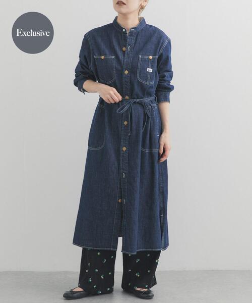Lee（リー）の「『別注』Lee×DOORS　WORK SHIRTS ONE-PIECE（ワンピース・レディース・ライトブルー/ネイビー・ONE）」の2枚目の写真