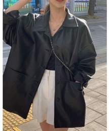 sorule（ソルレ）の「フェイクレザーオーバーサイズシャツジャケット（その他アウター）」