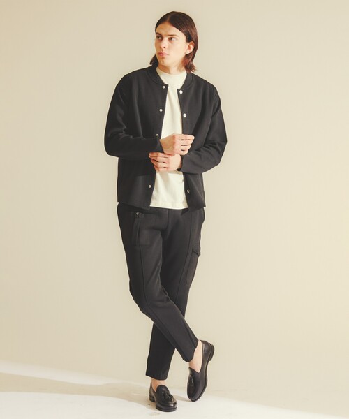 DESIGNWORKS（デザインワークス）の「【セットアップ対応】ダブルフェイスニットブルゾン（ブルゾン・メンズ・グレイッシュベージュ/ブラック・50/48/46）」の12枚目の写真