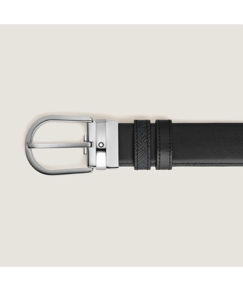 MONTBLANC（モンブラン）の「ホースシュー リバーシブルベルト サルトリアルレザー 35mm（ベルト・メンズ・ブラック×ブルー・ONE SIZE）」の2枚目の写真