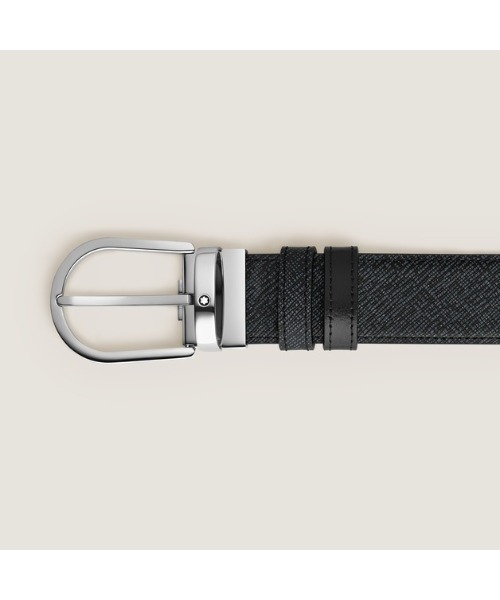 MONTBLANC（モンブラン）の「ホースシュー リバーシブルベルト サルトリアルレザー 35mm（ベルト・メンズ・ブラック×ブルー・ONE SIZE）」の3枚目の写真