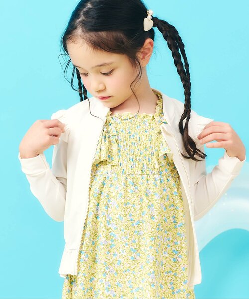 apres les cours（アプレレクール）の「【UVカット】フリルラッシュガード_ジュニア対応（ラッシュガード・キッズ・ピンク/アイボリー・80/90/100/110/120/130/140）」の5枚目の写真