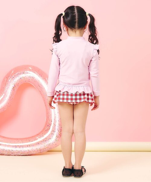 apres les cours（アプレレクール）の「【UVカット】フリルラッシュガード_ジュニア対応（ラッシュガード・キッズ・ピンク/アイボリー・80/90/100/110/120/130/140）」の7枚目の写真