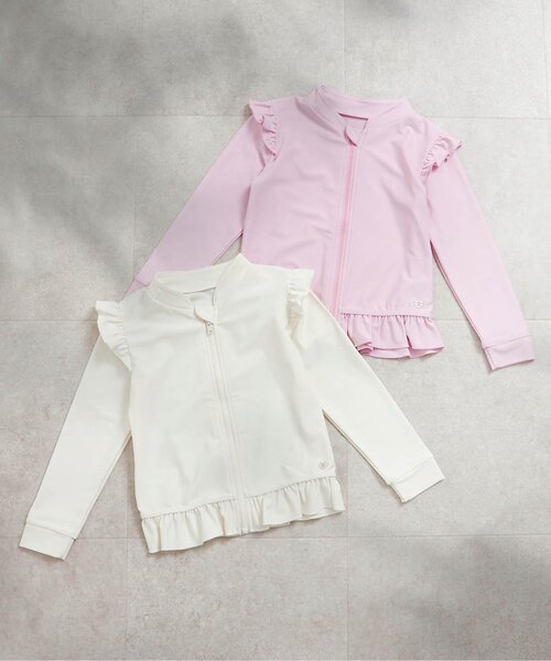 apres les cours（アプレレクール）の「【UVカット】フリルラッシュガード_ジュニア対応（ラッシュガード・キッズ・ピンク/アイボリー・80/90/100/110/120/130/140）」の8枚目の写真