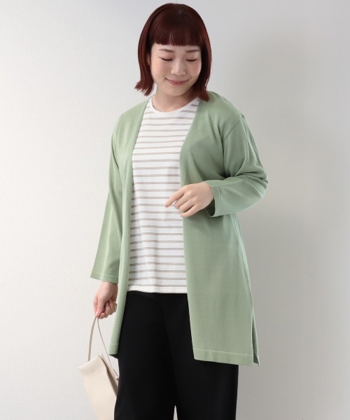 MB mint breeze(エムビーミントブリーズ)の「【WEB/一部店舗限定】【LL~6L 大きいサイズ】サイドスリットロングカーディガン(カーディガン/ボレロ・レディース・ブラック/グレー/ネイビー/ライトグリーン・6L/3L/LL/5L/4L)」の1枚目の写真