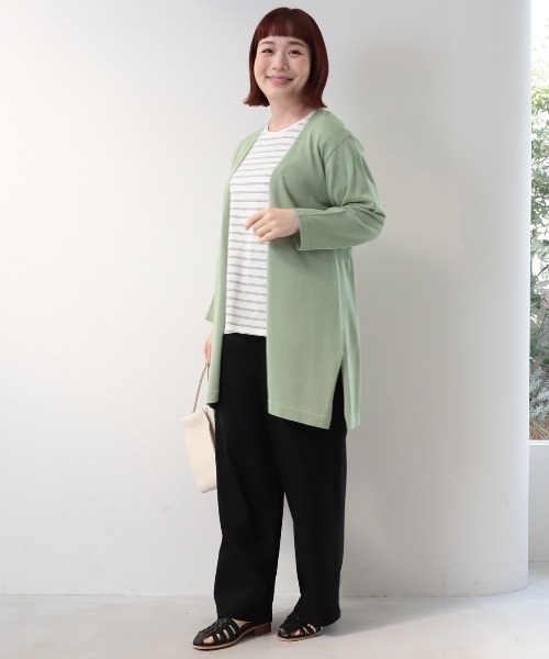 MB mint breeze(エムビーミントブリーズ)の「【WEB/一部店舗限定】【LL~6L 大きいサイズ】サイドスリットロングカーディガン(カーディガン/ボレロ・レディース・ブラック/グレー/ネイビー/ライトグリーン・6L/3L/LL/5L/4L)」の11枚目の写真