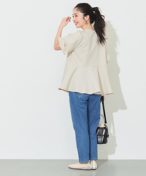 coca（coca）（コカ）の「ボリューム袖ペプラムブラウス（シャツ/ブラウス・レディース・ライトベージュ/チャコール・L/M/S）」の12枚目の写真