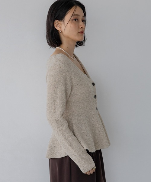 A part by(アパートバイ)の「ブークレペプラムニットカーディガン(カーディガン/ボレロ・レディース・キャメル/ブルー系その他4/アイボリー/ナチュラル/ライトグリーン・FREE)」の21枚目の写真