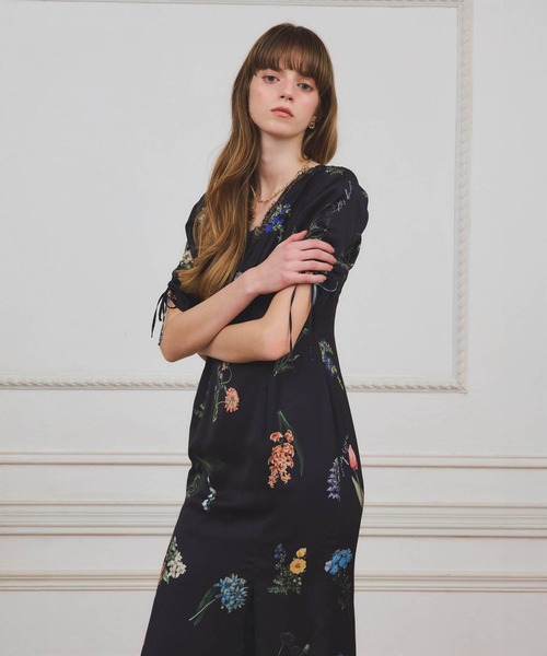 EIMY ISTOIRE（エイミーイストワール）の「レーストリムフラワーサテンワンピース（ワンピース・レディース・ブラック/アイボリー・38/36）」の16枚目の写真