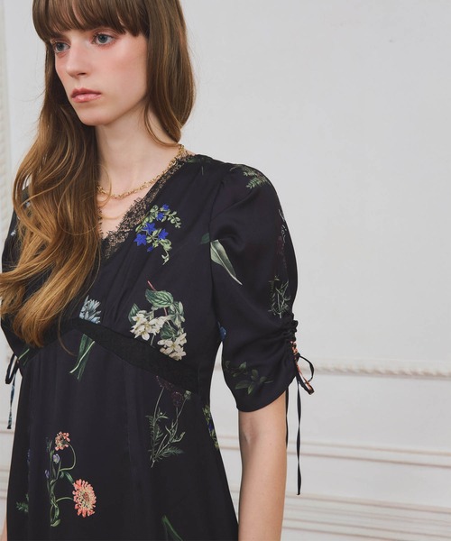 EIMY ISTOIRE（エイミーイストワール）の「レーストリムフラワーサテンワンピース（ワンピース・レディース・ブラック/アイボリー・38/36）」の18枚目の写真