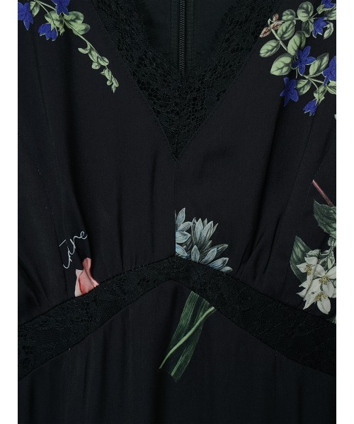 EIMY ISTOIRE（エイミーイストワール）の「レーストリムフラワーサテンワンピース（ワンピース・レディース・ブラック/アイボリー・38/36）」の8枚目の写真