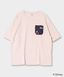 【Disney/ディズニー】キャラクター メンズ ニットポケット刺繍Tシャツ 梨地素材(アムンゼン)