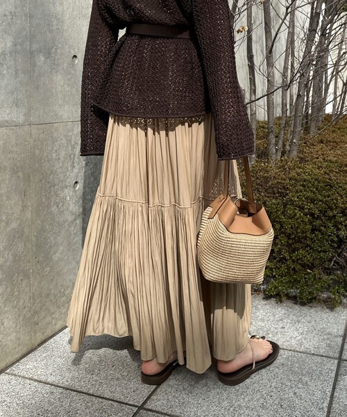 NOLLEY’S（ノーリーズ）の「ウォッシャブルカッセンギャザーマキシスカート（スカート・レディース・カーキ/ベージュ・FREE）」の6枚目の写真