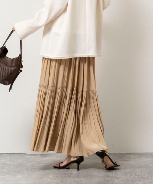 NOLLEY’S（ノーリーズ）の「ウォッシャブルカッセンギャザーマキシスカート（スカート・レディース・カーキ/ベージュ・FREE）」の12枚目の写真