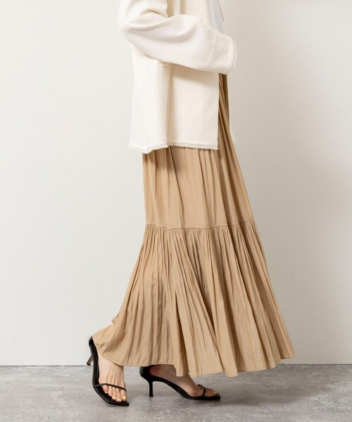 NOLLEY’S（ノーリーズ）の「ウォッシャブルカッセンギャザーマキシスカート（スカート・レディース・カーキ/ベージュ・FREE）」の13枚目の写真