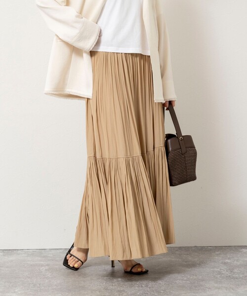 NOLLEY’S（ノーリーズ）の「ウォッシャブルカッセンギャザーマキシスカート（スカート・レディース・カーキ/ベージュ・FREE）」の14枚目の写真