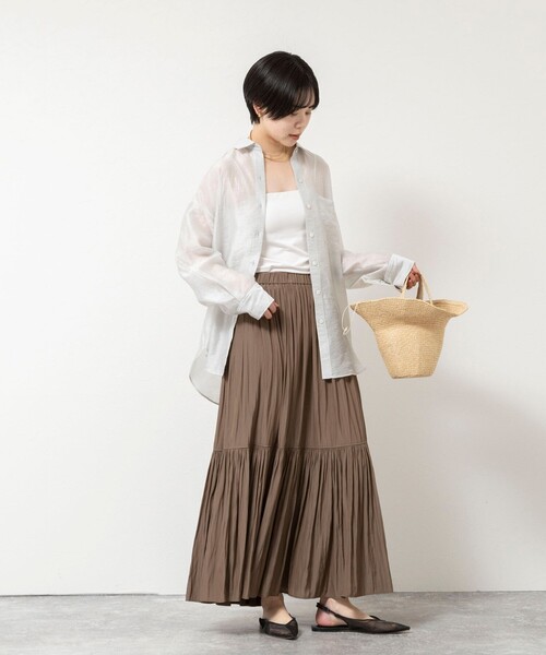 NOLLEY’S（ノーリーズ）の「ウォッシャブルカッセンギャザーマキシスカート（スカート・レディース・カーキ/ベージュ・FREE）」の15枚目の写真