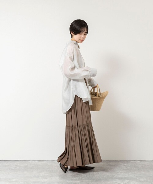 NOLLEY’S（ノーリーズ）の「ウォッシャブルカッセンギャザーマキシスカート（スカート・レディース・カーキ/ベージュ・FREE）」の16枚目の写真