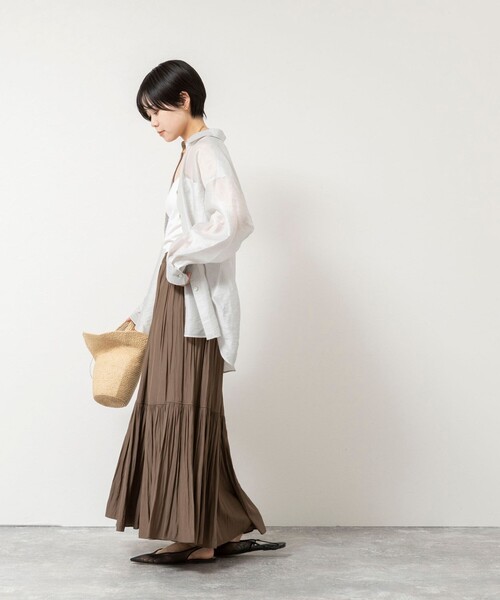 NOLLEY’S（ノーリーズ）の「ウォッシャブルカッセンギャザーマキシスカート（スカート・レディース・カーキ/ベージュ・FREE）」の18枚目の写真