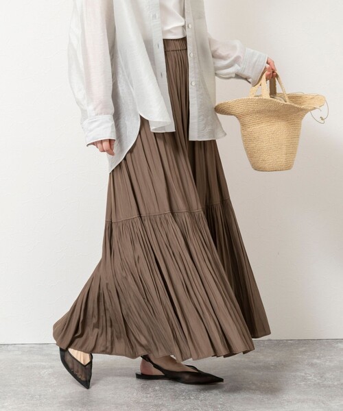 NOLLEY’S（ノーリーズ）の「ウォッシャブルカッセンギャザーマキシスカート（スカート・レディース・カーキ/ベージュ・FREE）」の20枚目の写真