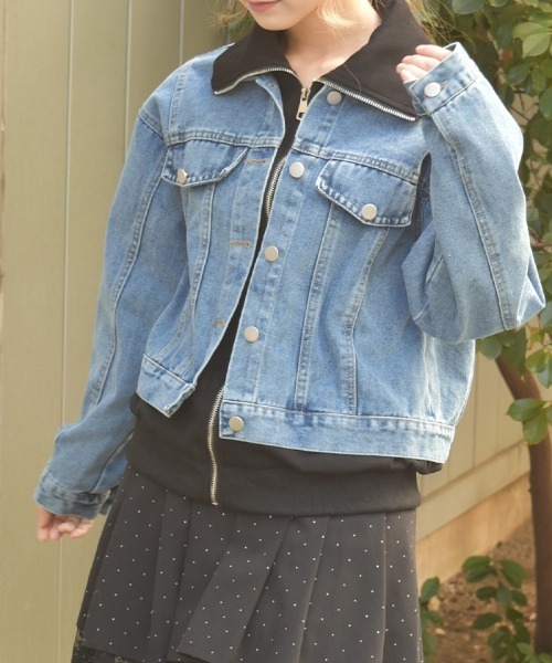 axes femme（アクシーズファム）の「異素材レイヤードデニムジャケット（その他アウター・レディース・ブラック/グレー・FREE）」の14枚目の写真