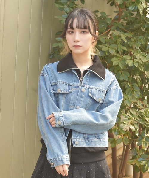 axes femme（アクシーズファム）の「異素材レイヤードデニムジャケット（その他アウター・レディース・ブラック/グレー・FREE）」の15枚目の写真