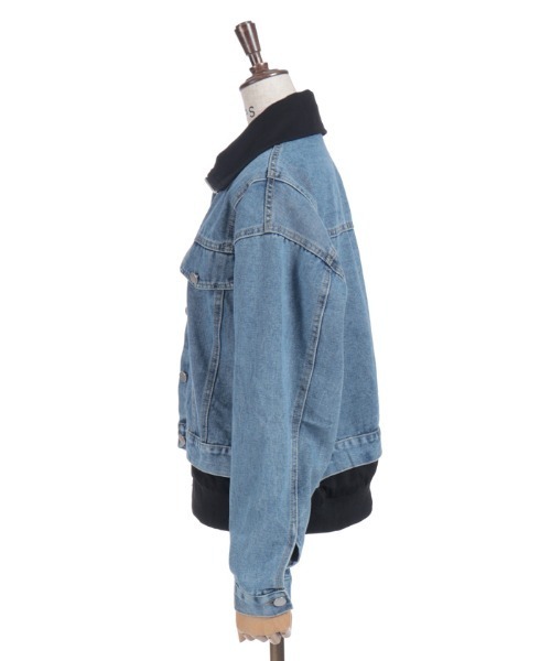 axes femme（アクシーズファム）の「異素材レイヤードデニムジャケット（その他アウター・レディース・ブラック/グレー・FREE）」の4枚目の写真