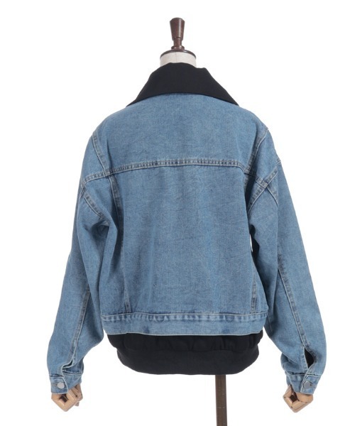 axes femme（アクシーズファム）の「異素材レイヤードデニムジャケット（その他アウター・レディース・ブラック/グレー・FREE）」の5枚目の写真