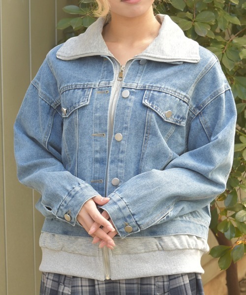 axes femme（アクシーズファム）の「異素材レイヤードデニムジャケット（その他アウター・レディース・ブラック/グレー・FREE）」の11枚目の写真