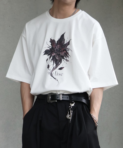 welise（ウェライズ）の「【welise/ウェライズ】シルケットライクスムースコットン 26'モードグラフィックプリント Tシャツ/接触冷感 UVカット（Tシャツ/カットソー・メンズ・ブラック系その他/ホワイト/ブラック/ホワイト系その他・M/L/S）」の2枚目の写真