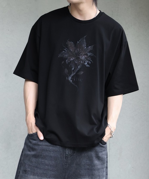 welise（ウェライズ）の「【welise/ウェライズ】シルケットライクスムースコットン 26'モードグラフィックプリント Tシャツ/接触冷感 UVカット（Tシャツ/カットソー・メンズ・ブラック系その他/ホワイト/ブラック/ホワイト系その他・M/L/S）」の6枚目の写真