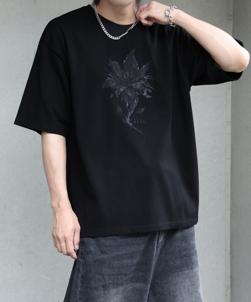 welise（ウェライズ）の「【welise/ウェライズ】シルケットライクスムースコットン 26'モードグラフィックプリント Tシャツ/接触冷感 UVカット（Tシャツ/カットソー・メンズ・ブラック系その他/ホワイト/ブラック/ホワイト系その他・M/L/S）」の7枚目の写真
