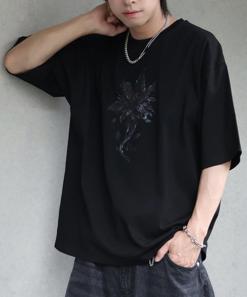 welise（ウェライズ）の「【welise/ウェライズ】シルケットライクスムースコットン 26'モードグラフィックプリント Tシャツ/接触冷感 UVカット（Tシャツ/カットソー・メンズ・ブラック系その他/ホワイト/ブラック/ホワイト系その他・M/L/S）」の8枚目の写真