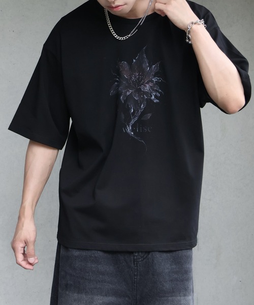 welise（ウェライズ）の「【welise/ウェライズ】シルケットライクスムースコットン 26'モードグラフィックプリント Tシャツ/接触冷感 UVカット（Tシャツ/カットソー・メンズ・ブラック系その他/ホワイト/ブラック/ホワイト系その他・M/L/S）」の9枚目の写真
